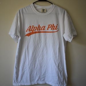 white alpha phi baseball tee